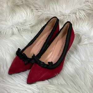 NEW Marc by Marc Jacobs Leather Red Velvet Trim Pointed Toe Pumps US 6 EUR 36